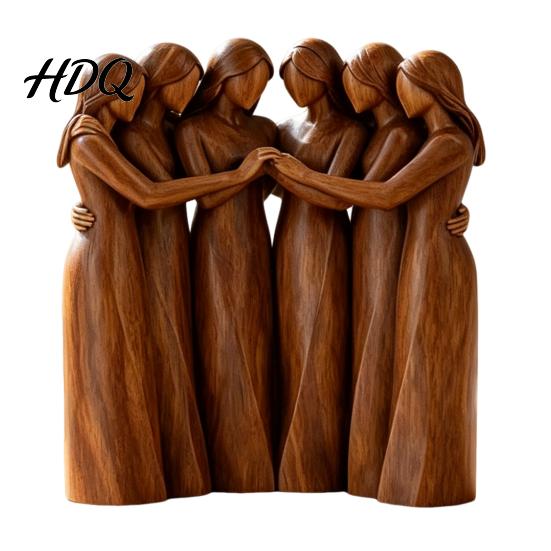 Accenti Decorativi per Davanzale Statuetta in Legno Sorellanza Scultura di Amicizia Artigianale per Soggiorno Statuette Finemente Intagliate Tavolino da Camera da Letto