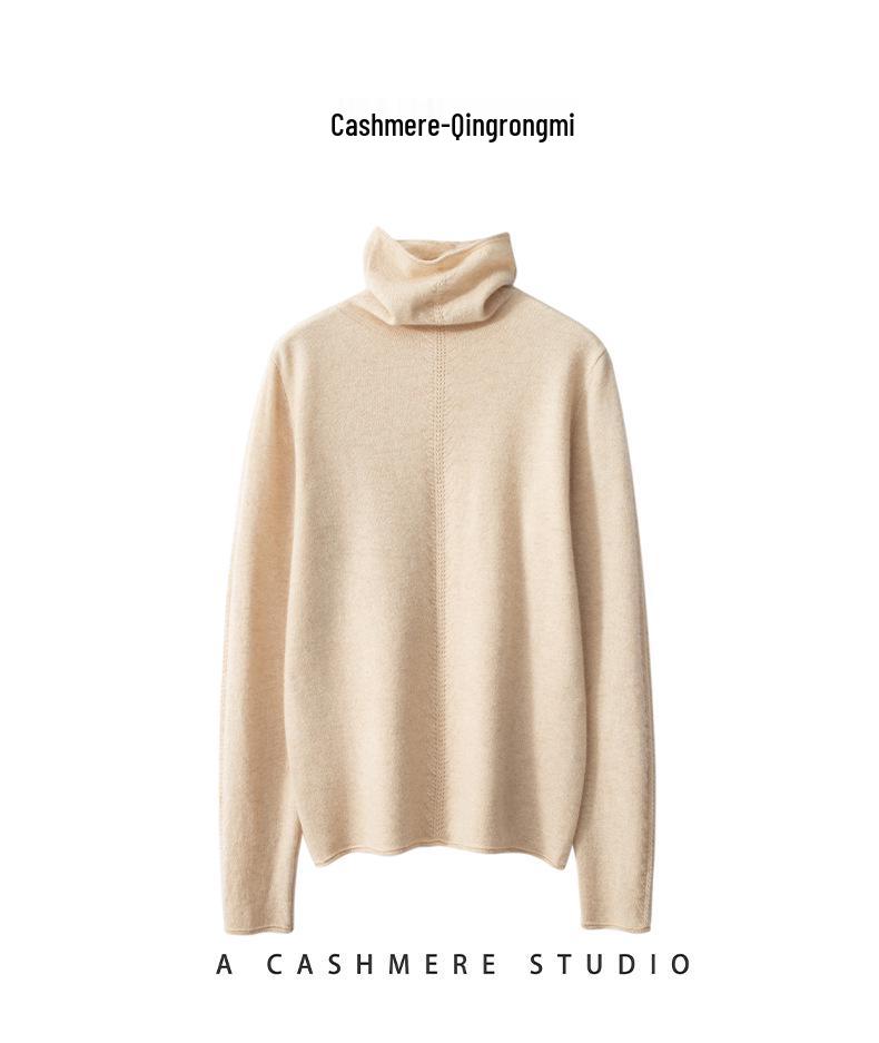 Women's High Neck Cashmere Sweater - Stylish Wheat Ear Knit for Autumn/Winter.