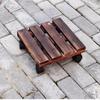 Milin Square Mobile Carbonized Wood Plant Caddy with Wheels
