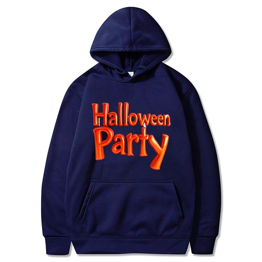 Halloween Letter Autumn Winter Fleece Hoodie Street Fashion Harajuku Pullover Men's and Women's Casual Long Sleeved Warm Hoodie