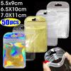 50Pcs Earrings Rings Necklace Display Self Sealing Bags Pouch Transparent Plastic Organizer Bag Thicken Resealable