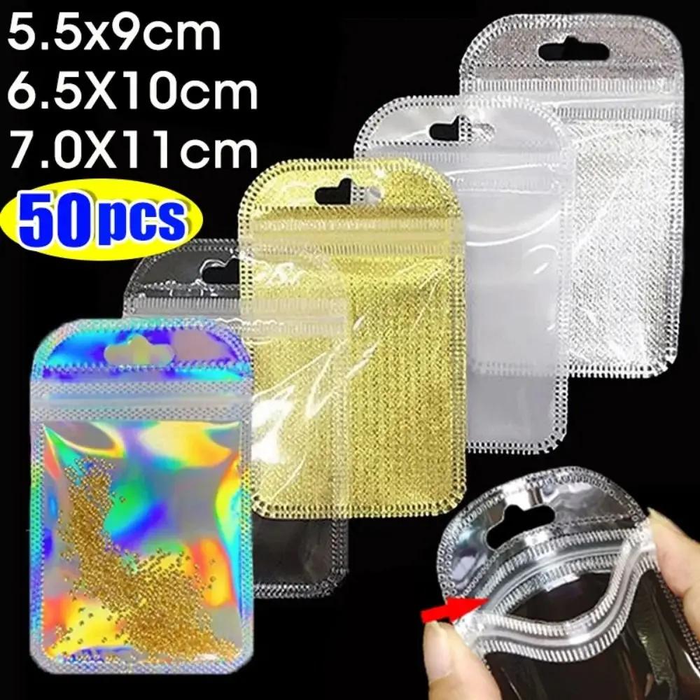 50Pcs Earrings Rings Display Self Sealing Bags Pouch Thicken Plastic Organizer Bag Resealable Transparent