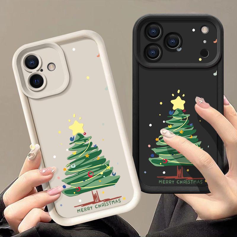 Christmas Tree Pattern Case For iPhone 17 Air 16e 16 15 14 Pro Max 13 17 Pro Max 17 Pro 17 Shockproof Soft TPU Silicone Phone Cover Funda