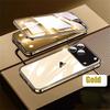 360 Full Protection Metal Magnetic Double-Sided Glass Snap Lock Phone Case For iPhone 17 Air 16 15 14 13 12 11 Pro Max Lens Protection Cover