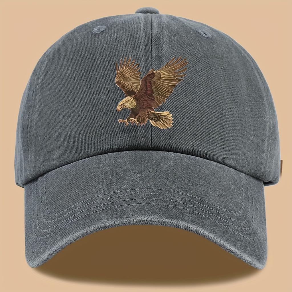 Eagle print baseball cap, adjustable for both men and women, suitable for hiking, fishing, and vacation exploration