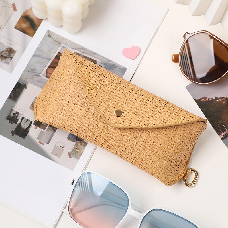 Glasses Box Portable Straw Woven Mesh Glasses Box Fashionable Pressure Resistant Glasses Box Soft Sunglasses Storage Box