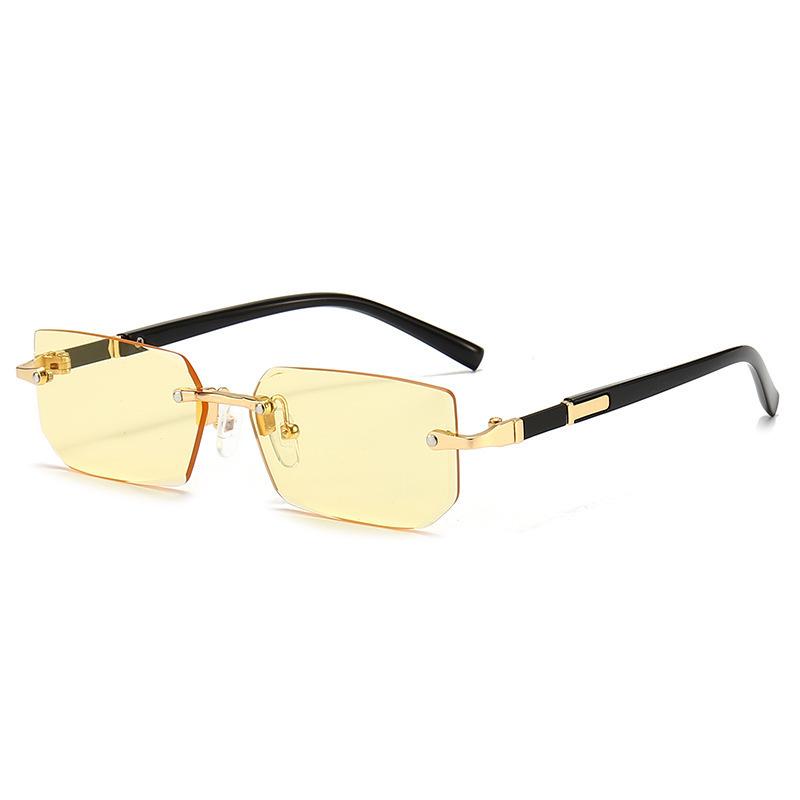 Rimless Irregular Rectangle Sunglasses Women For Men Vintage Sun Glasses Luxury Brand Designer Punk Popular Hip Hop Shades