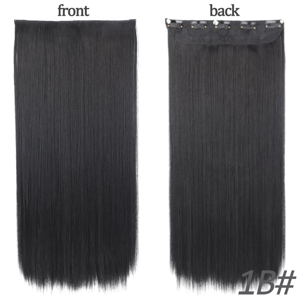 MERISIHAIR Women Fashion Long Straight Synthetic Fiber Hair Extensions 5 Clips Invisible Hairpiece for Daily Wear