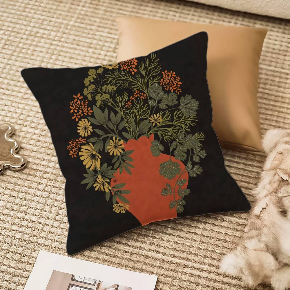 Vintage Vase Print Pillow Case Anti-dustmite Invisible Zipper Sofa Bed