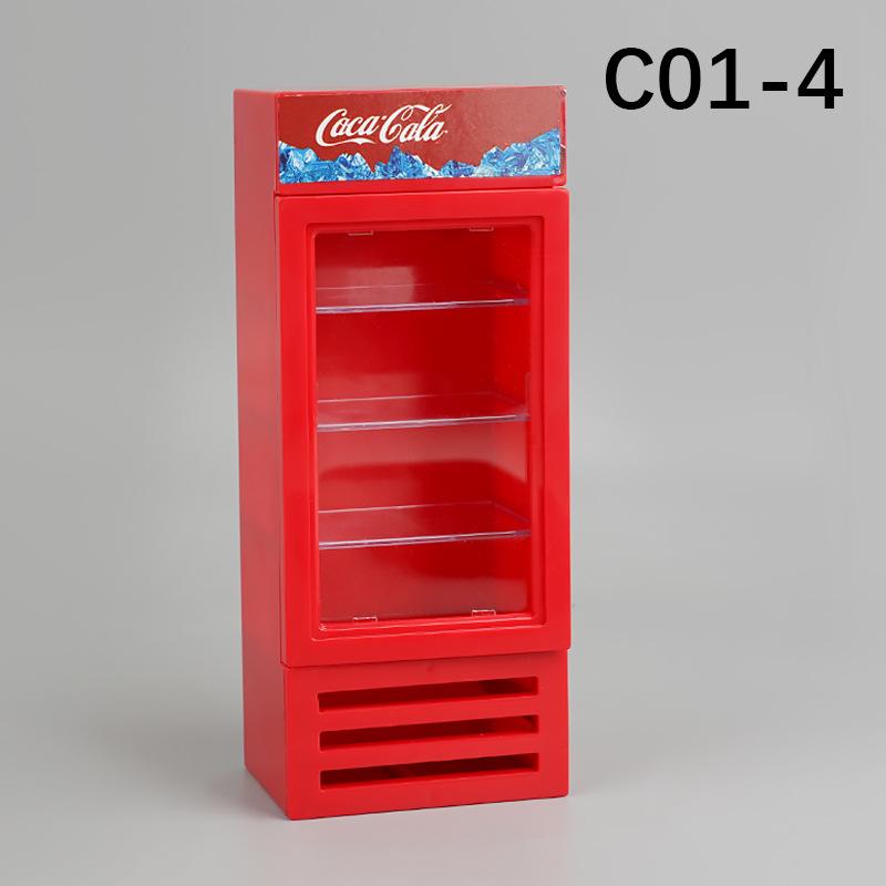 Mini Supermarket Refrigerator Sticker Cabinet Model Toy Micro Scene Diy Doll House Food Play Accessories Miniature Bottle