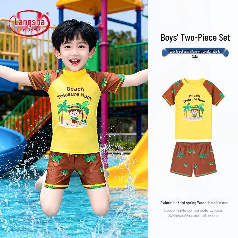 Langsha Boys  Cartoon Print Split Swimsuit Set 130