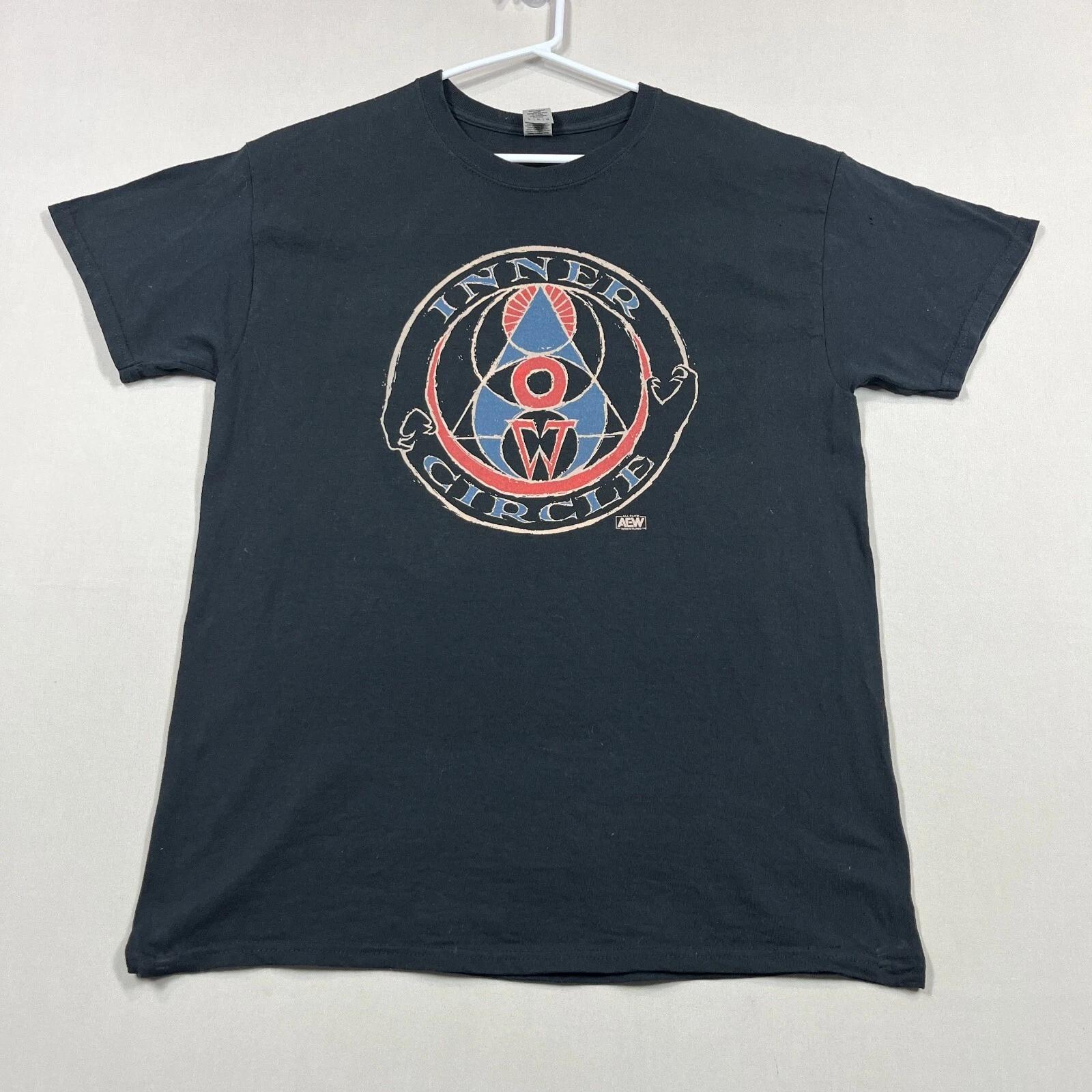 AEW Wrestling All Elite Wrestling Black Inner Circle Casual T Shirt Mens Large L S