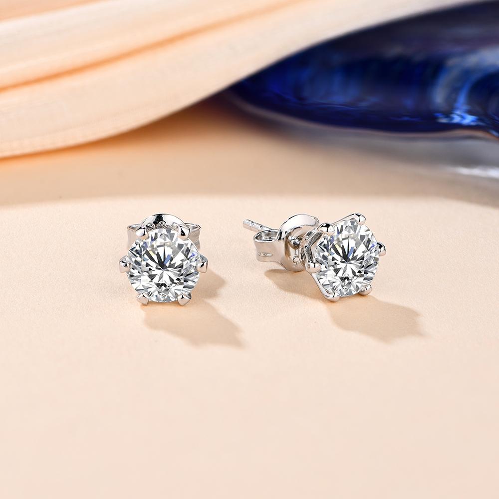 New Arrival 2.0 Carat Moissanite Gemstone Stud Earrings for Women Solid   Copper D color Solitaire Fine Jewelry