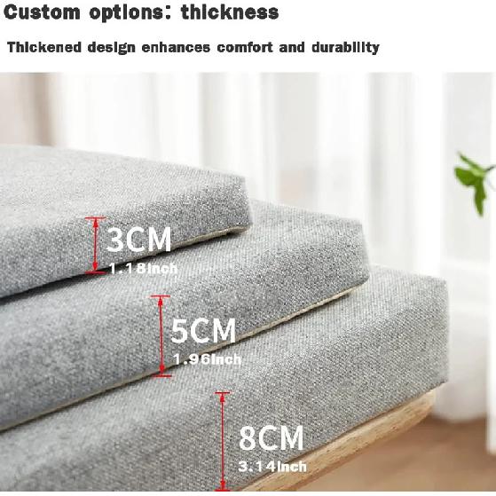 3cm Bench Cushions with Buckles Chair Seat Sofa Pillow Bay Window Indoor Outdoor Cushions for Garden Bench Seat Swing Backseat