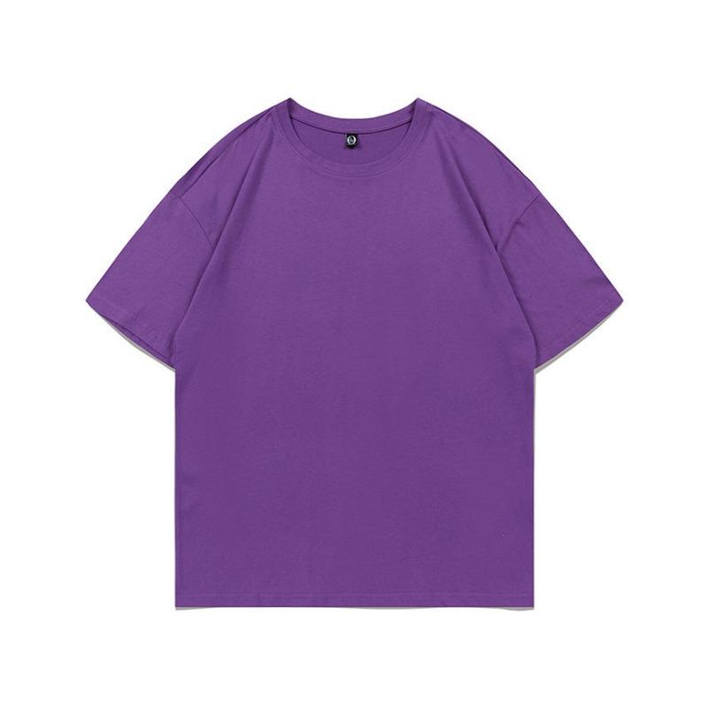 Summer new 200g pure cotton small shoulder youth campus sports and leisure loose solid color round neck short sleeves