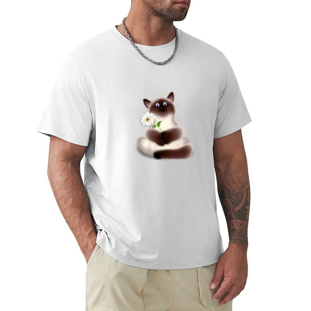 Himalayan Cat With Flower Tshirt Basic Tee Shirt For Everyday Outfit