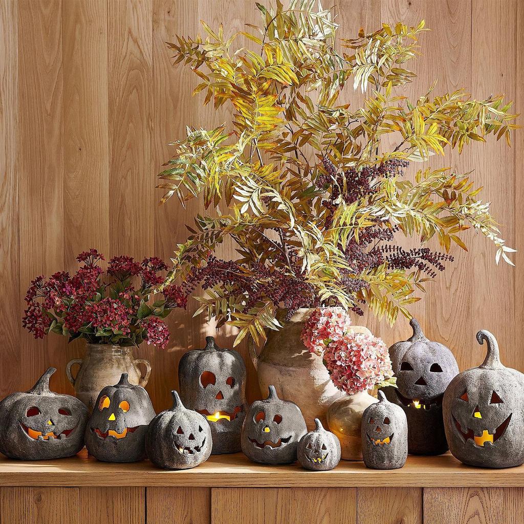 Halloween LED Pumpkin Lantern Light Up Pumpkin Decorations LED Lamps Home Props Party Supplies Halloween Tabletop Decorations