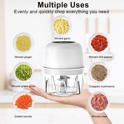 Electric Garlic Chopper 300ML Mini Vegetable Chopper Meat Grinder USB Charging Onion Herbs Chopper Masher Machine for Kitchen