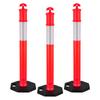 3 Pack Traffic Delineator Posts, 1140 Mm Traffic Safety Cones with Weighted Base and Reflective Strips, Heavy Duty Delineator Posts for Construction