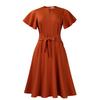 Women's Summer Fashion Temperament Solid Color Strap Short Sleeve Large Size Dress