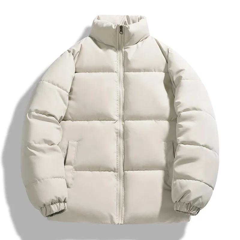 Winter Men Jacket Winter Casual Parkas Thicken Warm Outerwear Stand Collar Male Coats Solid Color Zipper Men Clothing