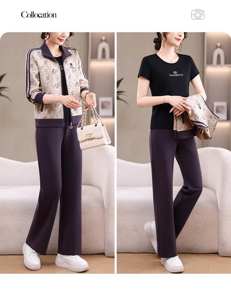 Women's Casual Sportswear Set - Spring/Autumn 2026 Three-Piece: Stylish, Loose-Fitting Age-Reducing Attire for Middle-Aged Mothers
