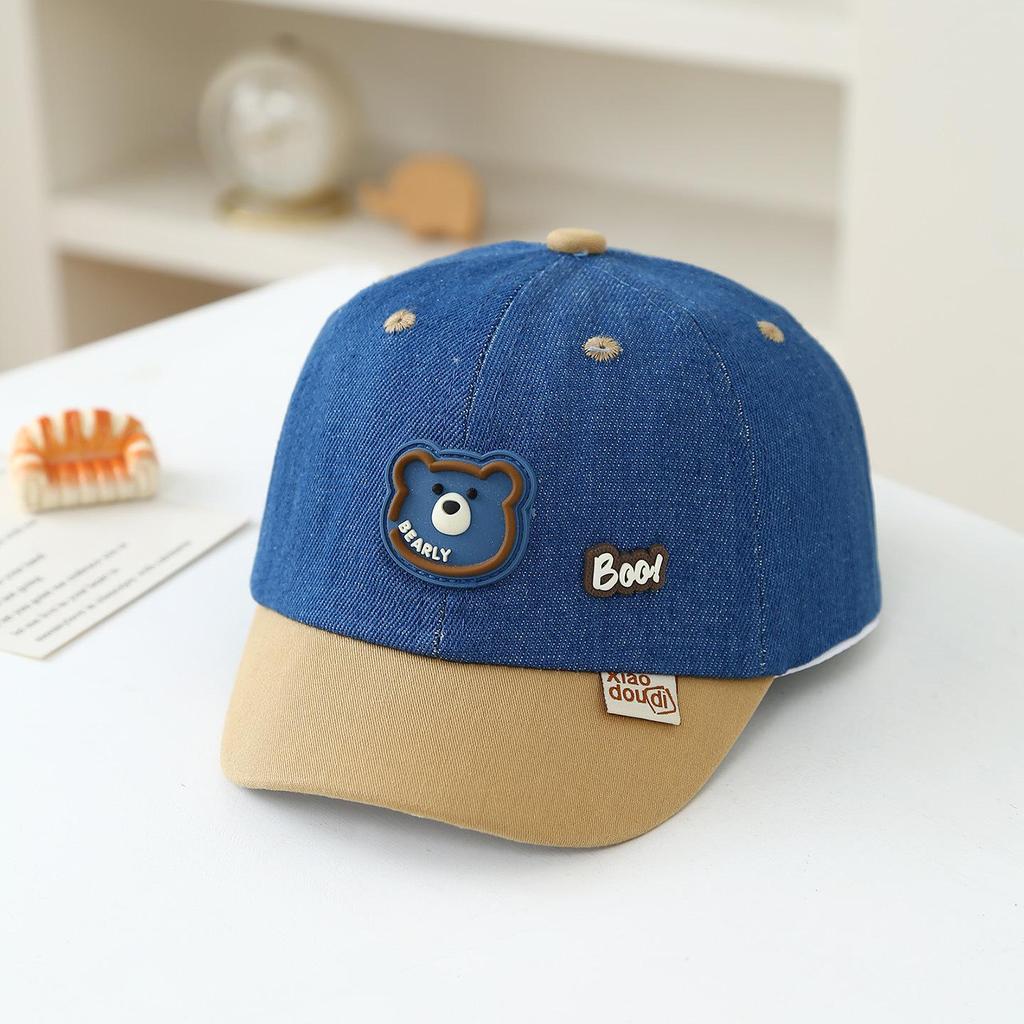 Kid's Cute Cartoon Bear Denim Baseball Cap - Spring/Summer 2026 Toddler Sun Visor