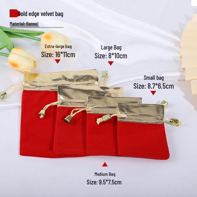 Black Velvet Drawstring Jewelry Pouch