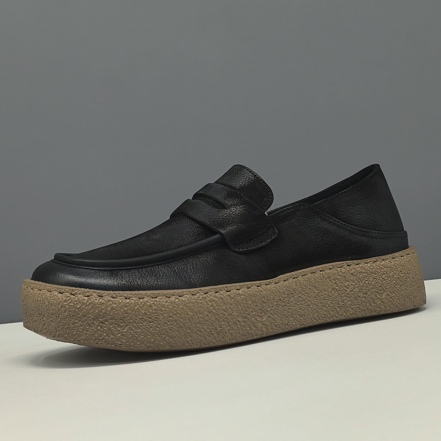 Leather lazy shoes casual single shoes platform casual shoes 38