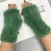 Winter Gloves for Women Natural Mink Fur Knitted Fingerless Solid Warm Elastic Gloves