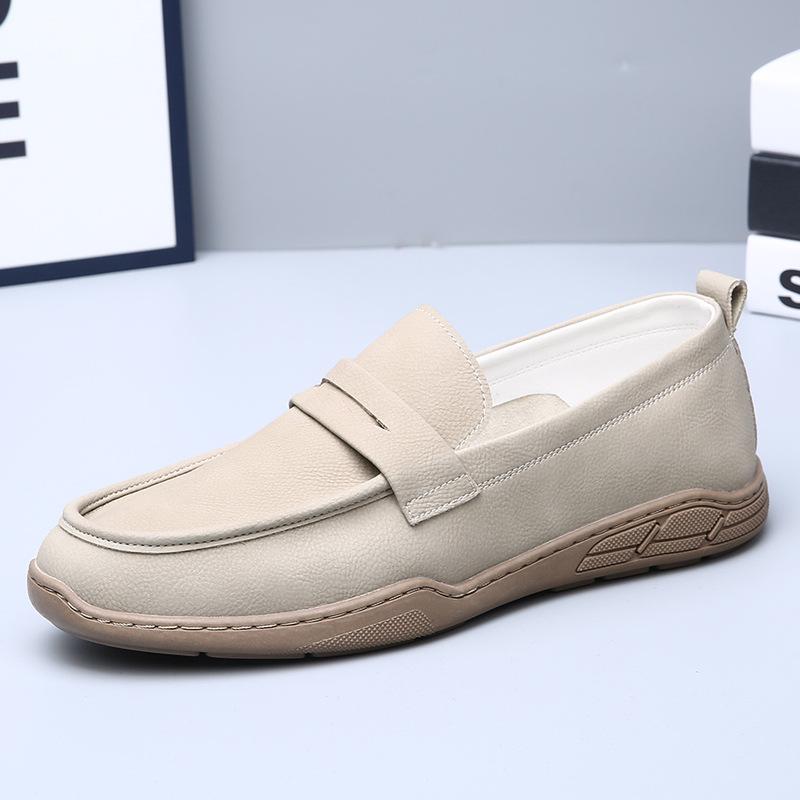 Genuine Leather Retro Handmade Simple and Breathable One-pedal Men's Leather Shoes Soft Leather Soft Sole Casual Shoes Fisherman Man