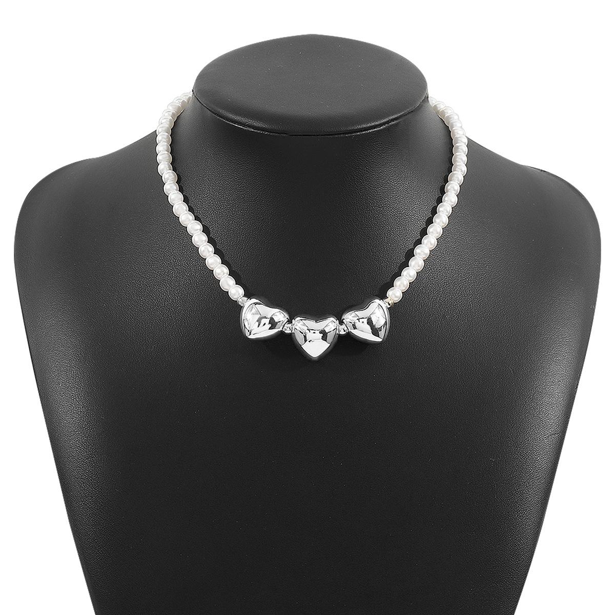 

Tooxika Барочное колье с кулоном в виде сердца из искусственного жемчуга, в стиле ретро, придворный стиль, летняя простая цепочка до ключиц серебряный