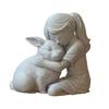 Girl And Bunny Figurine, 3D Printed Girl Embrace Rabbit Statue, Small Cute Animal Ornament for Living Room, Desk, Cabinet Decor