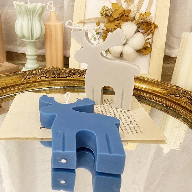 Moule en silicone pour bougie parfumée Sapin de Noël 3D Élan Bonhomme en pain d'épices Moule DIY pour bougie de Noël Moule en silicone pour plâtre