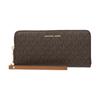 Letter Logo Zipper Closure Coated Canvas Wallet Large Women's Brown