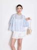 2026 Spring French White Lace Shirt with Loose Lantern Sleeves and Hollow Embroidery