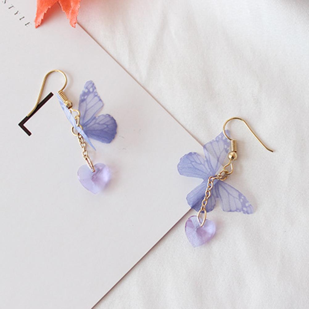 Elegant Butterfly Hook Dangle Long Heart Earrings  Jewelry Pretty Gifts