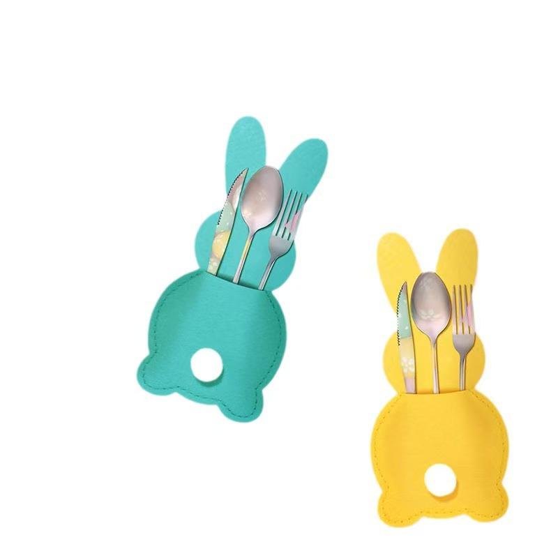 Easter Bunny Felt Cutlery Holder - Fork and Spoon Bag Table Decoration