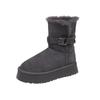 Gray Snow Boots Women's 2025 Winter New Thick-soled Heightening Piled Thickened Long Tube Snow Cotton Shoes Leg Cover Spice Girl
