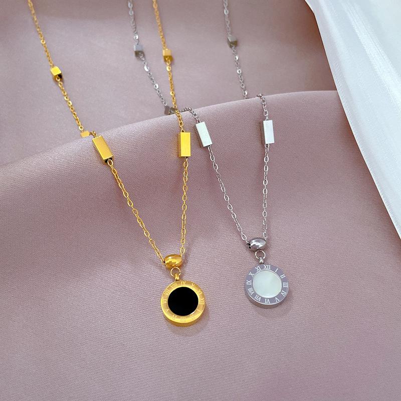 Titanium Steel, Shell Roman Minimalist Stove Real Gold Necklace Female Collarbone Chain Accessories