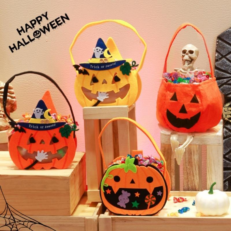 Soft Pumpkin Design Halloween Candy Bag Home Organization Collectible Bag for Spooky Season Treats