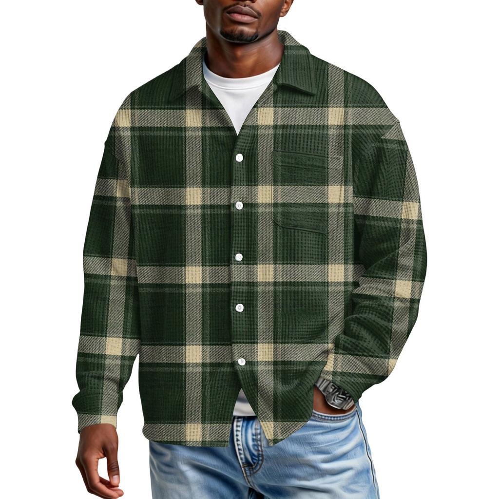 Herren Freizeit Hemd mit Knopfleiste und Tasche, langärmlig