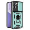 For Oppo Reno14 F 5G Case with Slide Camera Lid PC+TPU Kickstand Phone Cover