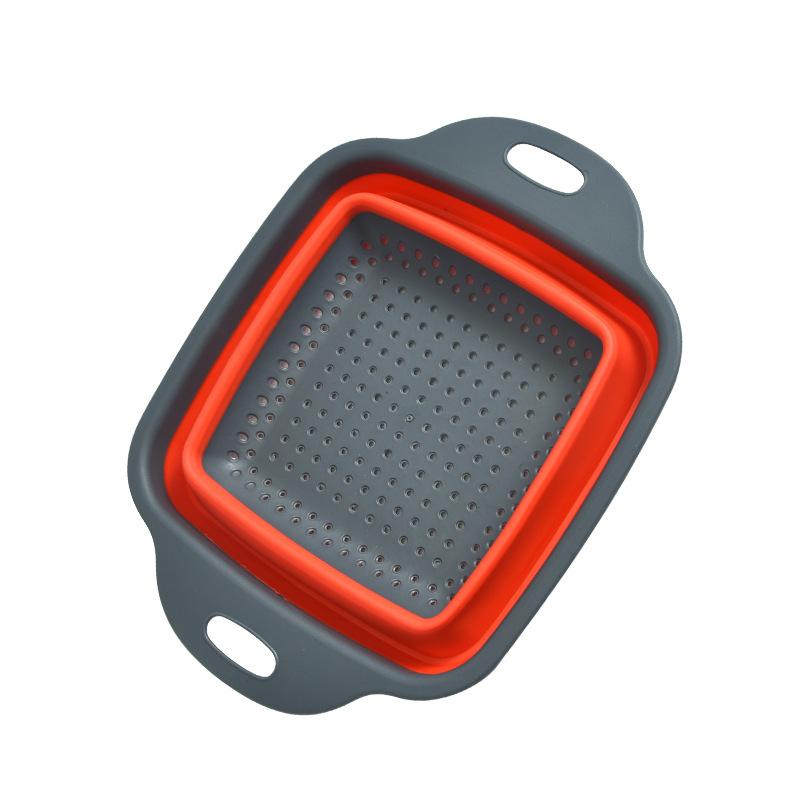 

Round Square Foldable Silicone Colander Fruit Vegetable Washing Basket Strainer Collapsible Drainer Handle Kitchen Bar Tools S