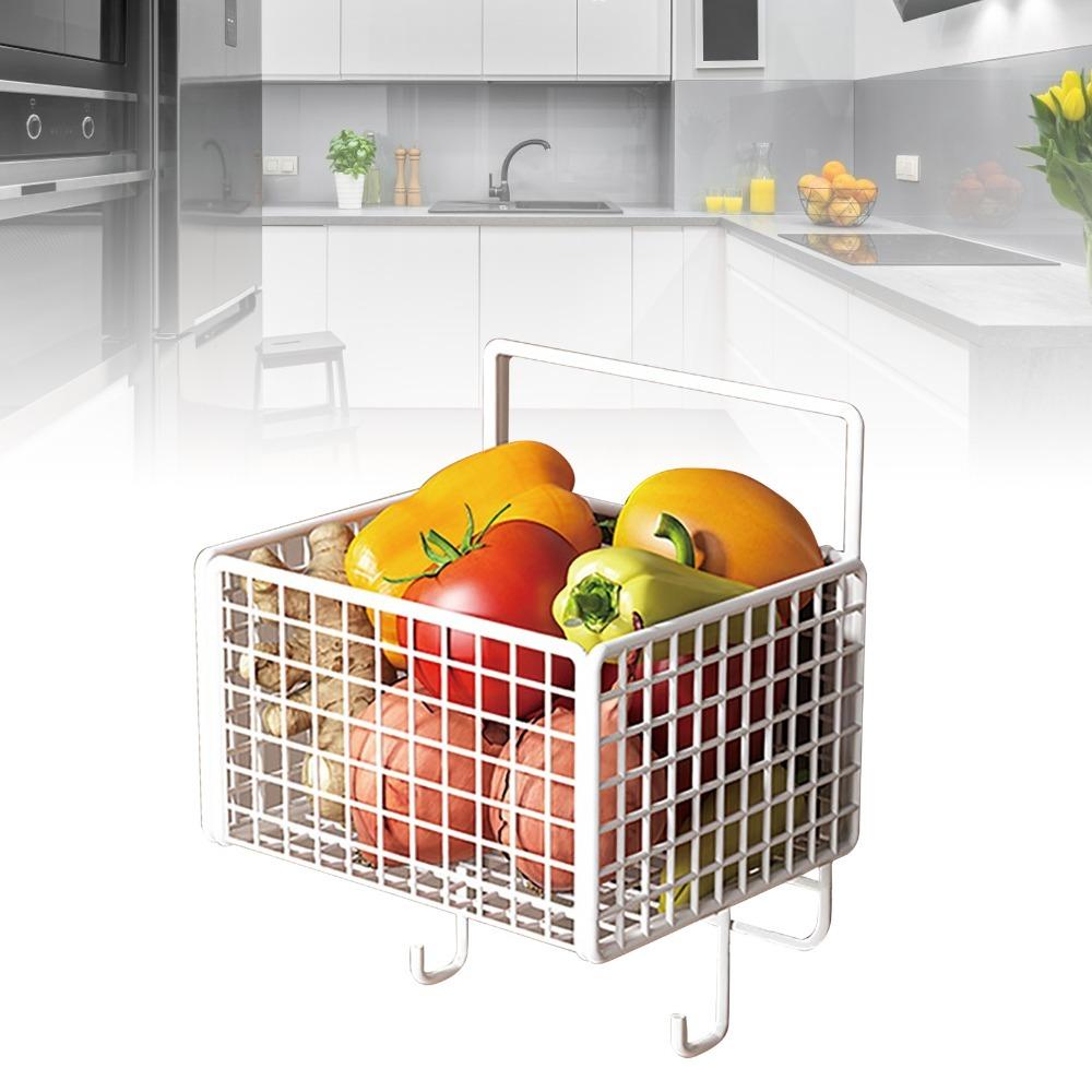 Large Capacity Wall Mounted Storage Basket Iron Hanging Wall Basket Wall Basket  Kitchen Use белый