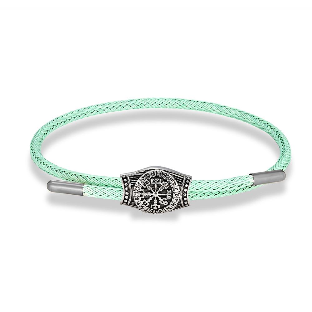 Viking Rune Bracelet for Men Stainless Steel Mjolnir Thor Hammer Norse Mythology Amulet Waterproof Steel Wire Male Wristband