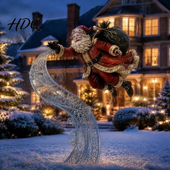 Christmas Courtyard Decor Garden Stake Santa Claus Snowman Nutcracker Trumpet Angel Yard Xmas Lawn Decorations