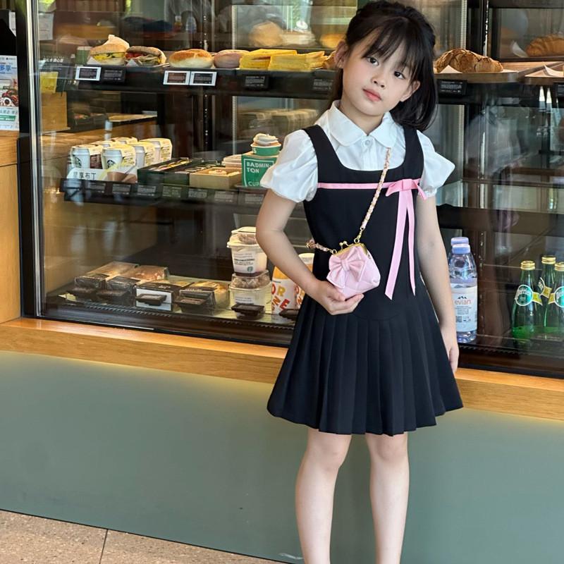 Stylish Princess One Shoulder Bag For Kids Chic Quilted Solid Color With Bow Design