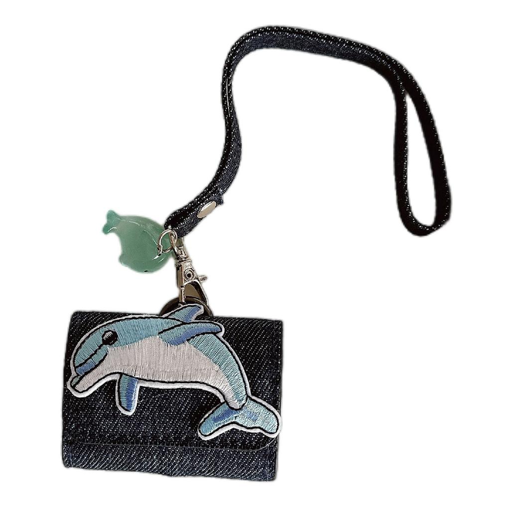 For AirPods 4/3/Pro 2/Pro Case Cartoon Denim Earbud Storage Bag with Luminous Pendant