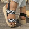 Fashion Fashion Leopard Print Wedge Sandals Women 2025 Summer Comfort Thick Sole Beach Shoes Woman Lightweight Platform Sandalias Mujer